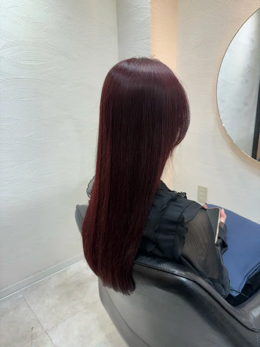セミロング カラー レッドカラー カット ヘアカラー トリートメント 🍒透明感カラー NO.1/ララ🍒のヘアスタイル