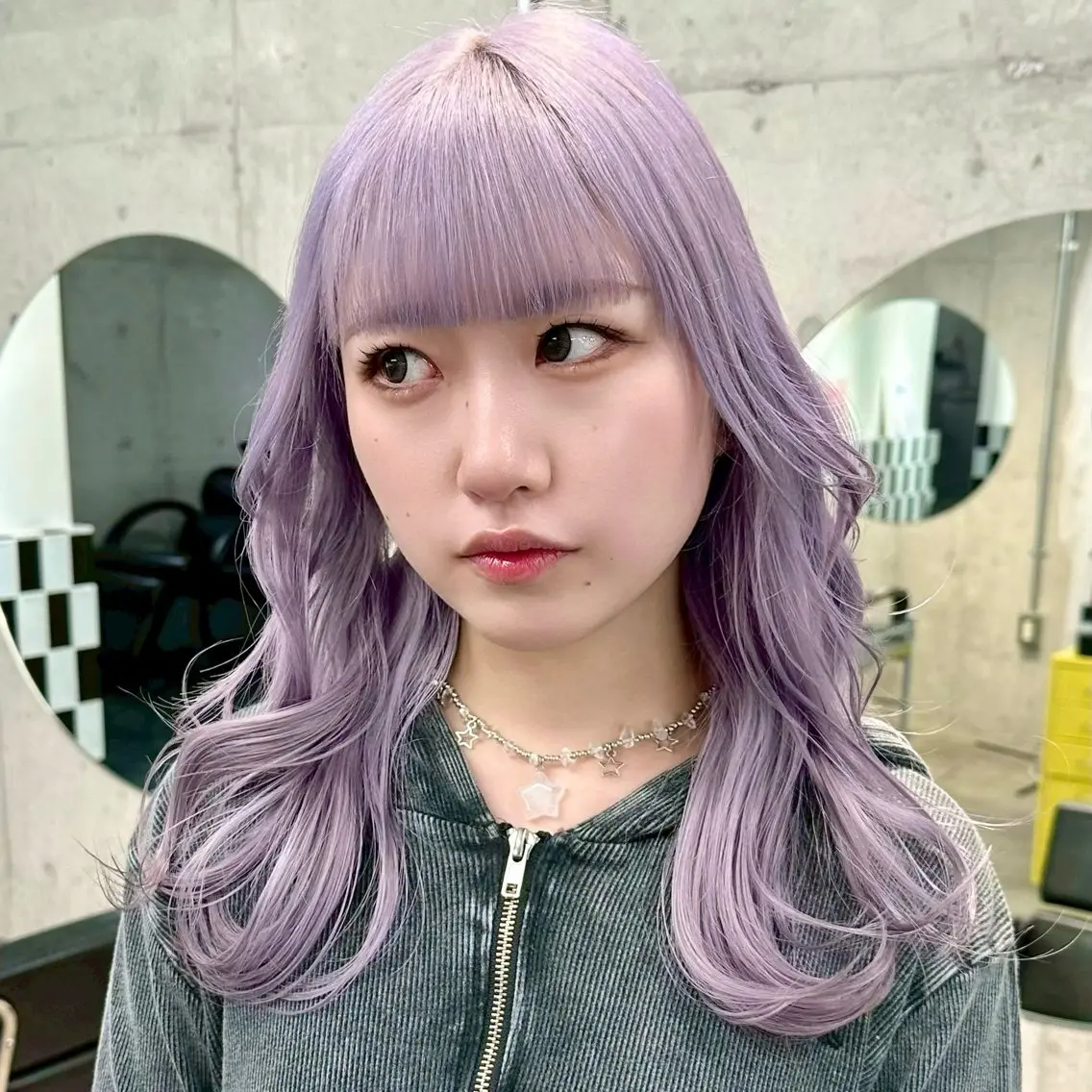 ロング カラー パーマ ヘアアレンジ メンズ キッズ メンズブリーチ ブリーチ ラベンダーカラー ヘアカラー ⭐️ハイトーン⭐️ 💕SAKURA💕のヘアスタイル