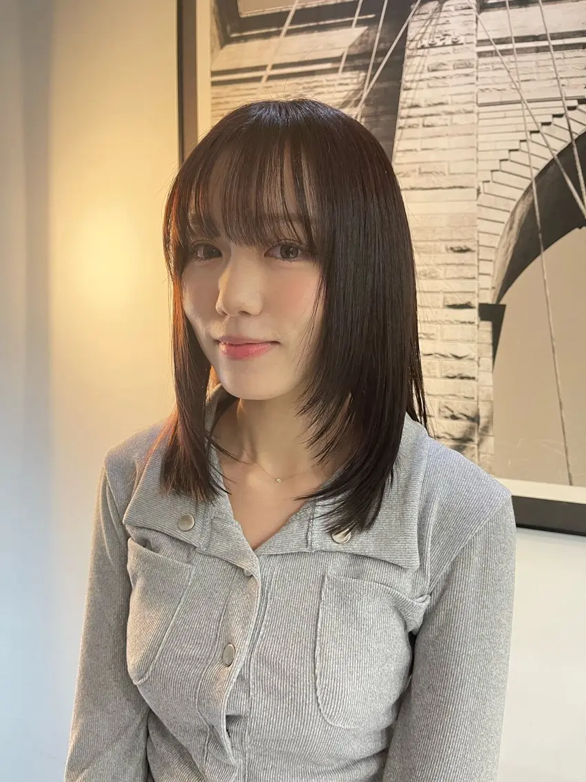 セミロング カラー ブラウンカラー 顔まわりレイヤー 顔周りカット レイヤーカット RITZY こうたのヘアスタイル