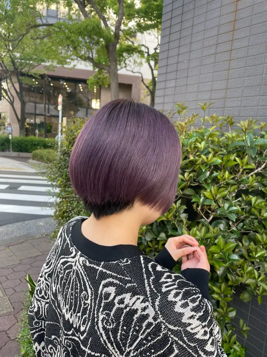 ショート カラー アッシュ ブリーチ 透明感カラー ラベンダーカラー ラベンダーアッシュ 🌼 misaki 🌼のヘアスタイル