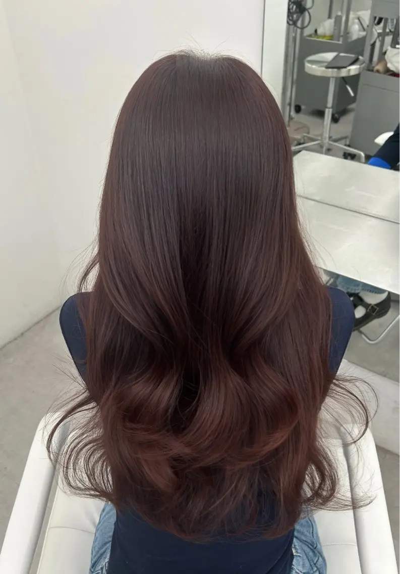 ロング カラー レッドカラー カット ヘアカラー トリートメント 韓国ヘア/顔周り ヘアセット/加藤優里のヘアスタイル