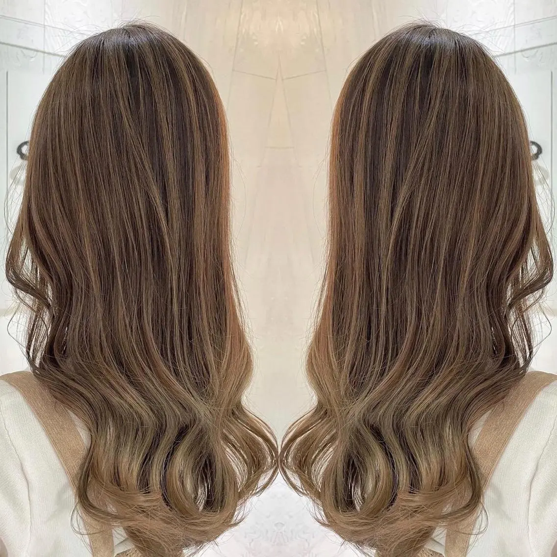 ロング カラー アッシュ ベージュカラー ミルキーベージュ 外国人風カラー レイヤーカット ヘアカラー トリートメント 河合秀明/ショート /ボブ/レイヤーのヘアスタイル