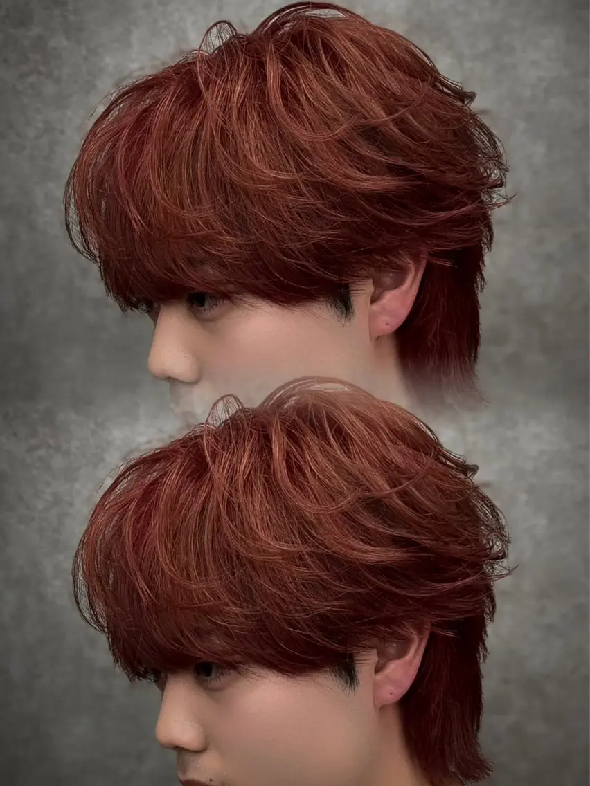 ショート カラー パーマ メンズ フェザーパーマ メンズパーマ ショートヘア メンズウルフ特化🐺 🔥長山耕大🔥のヘアスタイル