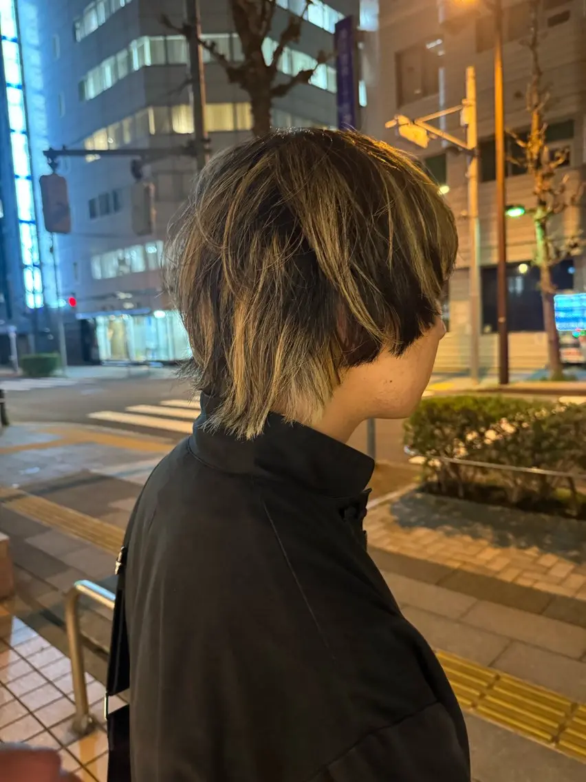 ショート ウルフカット ハイトーン/メンズ パーマ👾ますのヘアスタイル