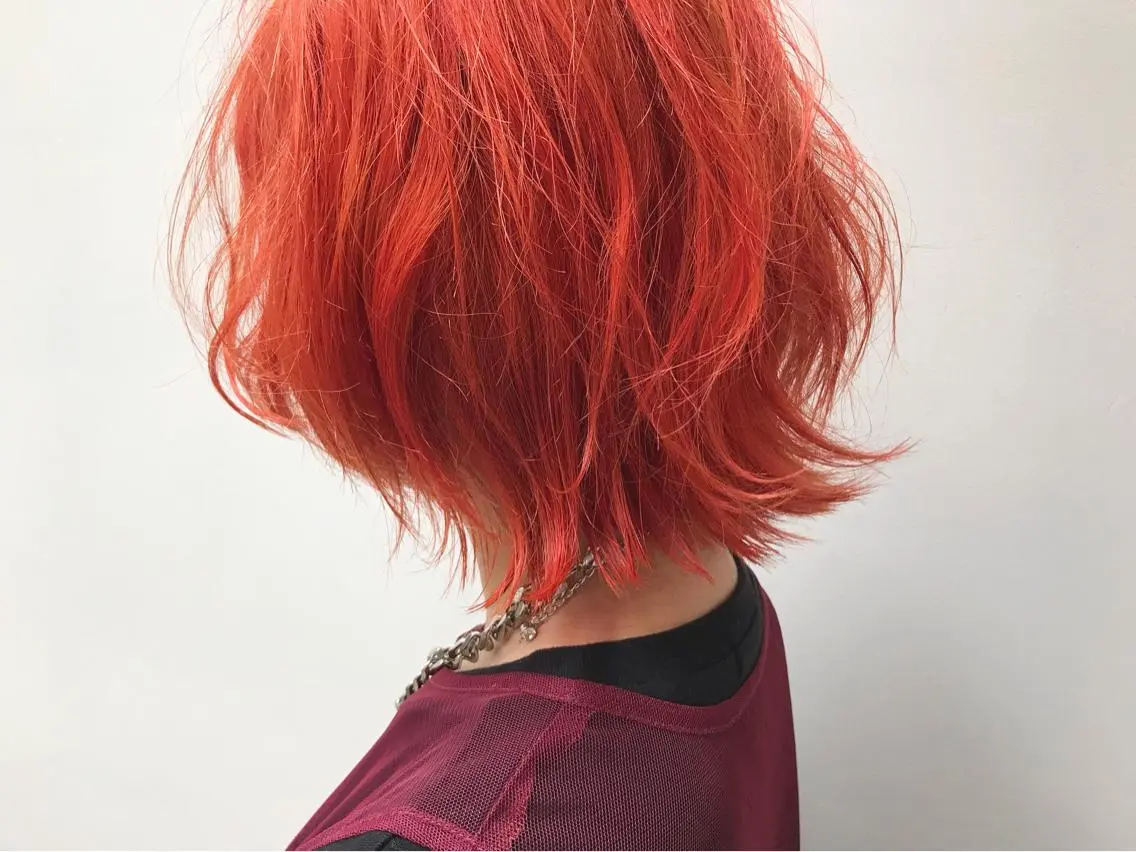 ショート カラー ヘアアレンジ オレンジ 土屋 紗也果のヘアスタイル