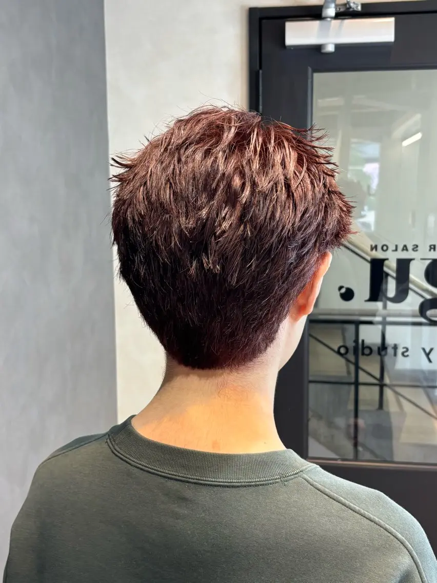 カラー メンズ レッドカラー ヘアカラー REO ／フルカラーのヘアスタイル