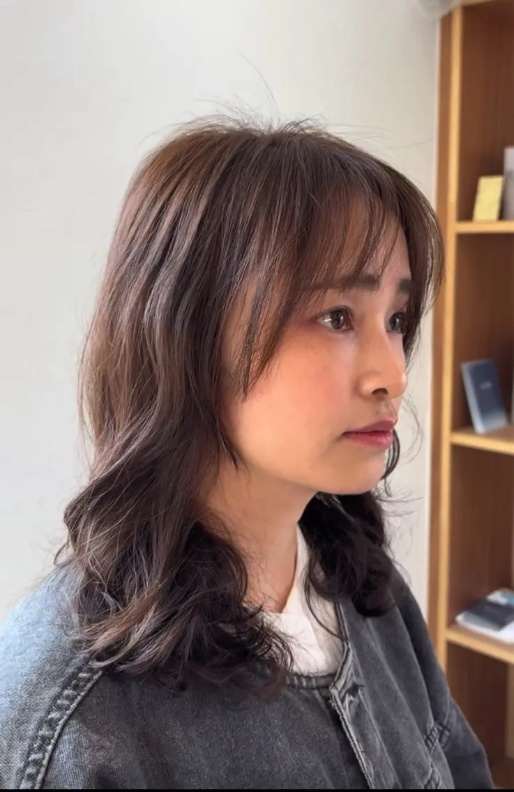【レディースパーマ】似合わせカット✂️+パーマ🌀(ミディアム鎖骨くらいまで)の写真