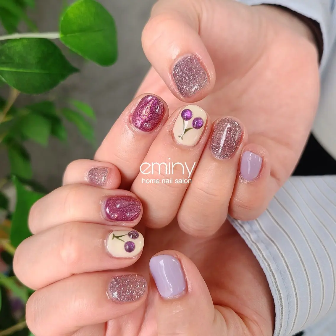 ネイル ジェルネイル 韓国ネイル ぷっくりネイル ショートネイル 春ネイル ハンドネイル nail salon  eminyのネイルデザイン