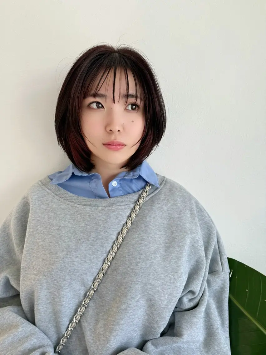 ショート ボブ 顔まわりレイヤー 顔周りカット レイヤーカット カット ヘアカラー トリートメント RIENS♡xrea 山本優舞のヘアスタイル