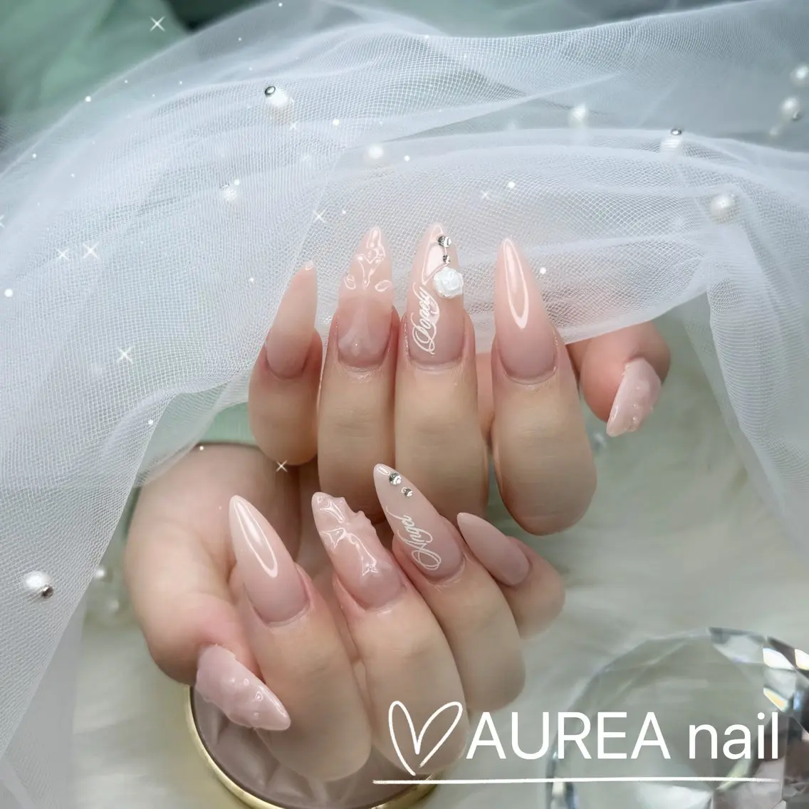 ネイル 長さ出し フレンチネイル グラデーション ワンホンネイル ハンドネイル いちごちゃん Aureaのネイルデザイン