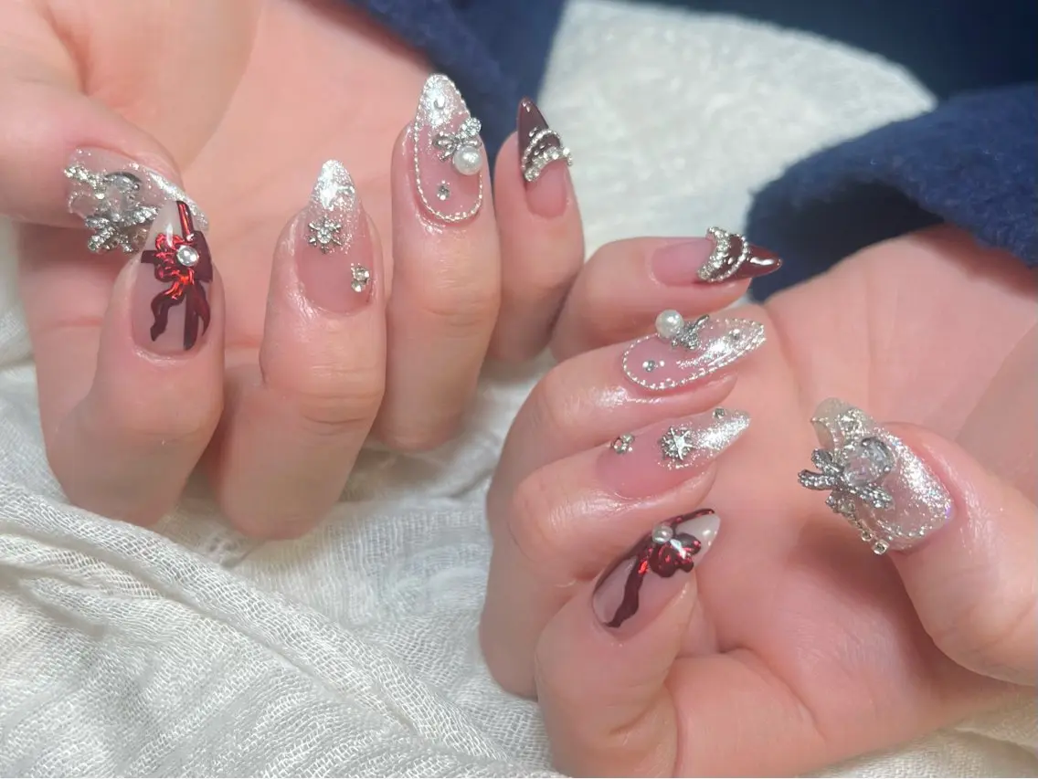 ネイル オーロラネイル 長さ出し ジェルネイル 氷ネイル・うるうるネイル 韓国ネイル ハンドネイル Lumiereva nail salonのネイルデザイン
