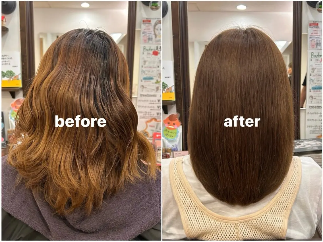 セミロング カラー 透明感カラー 原田 歩実のヘアスタイル