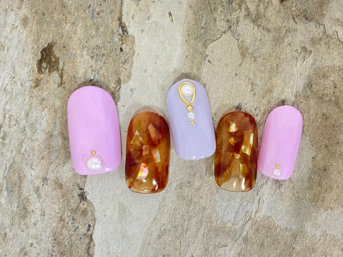 カラー ネイル アートネイル べっ甲ネイル MOMO nailのネイルデザイン
