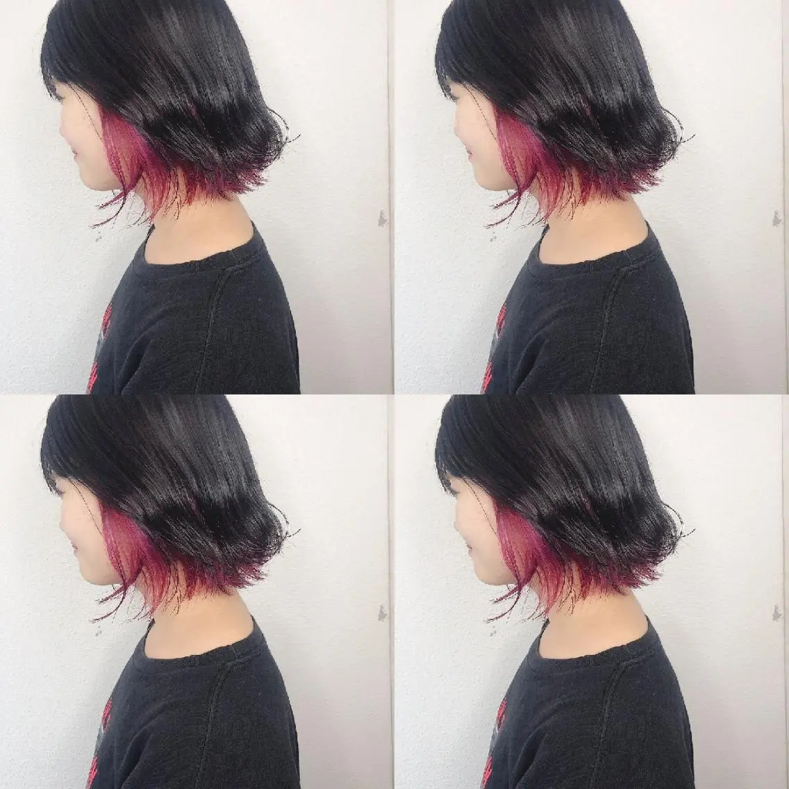 ミディアム カラー ヘアアレンジ インナーカラー ピンクカラー 竹内啓太 ボブのヘアスタイル