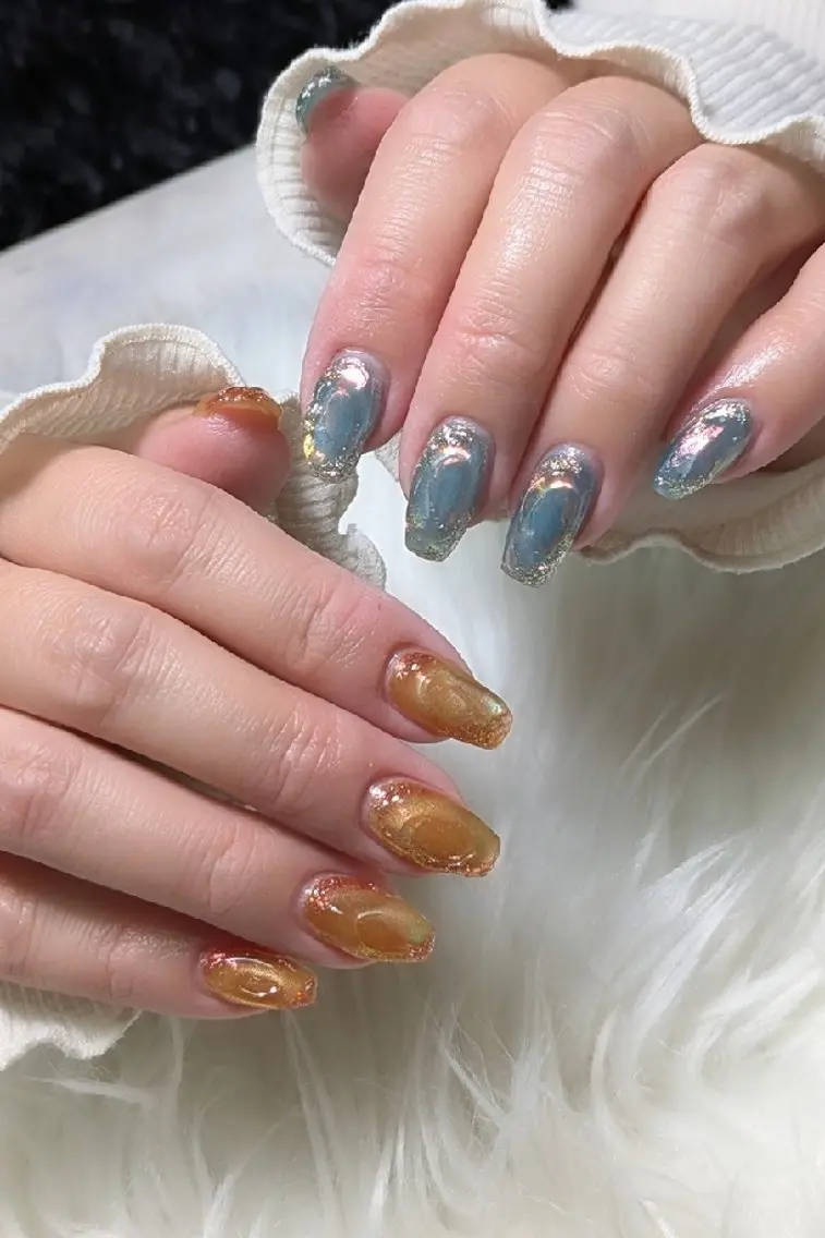 ネイル 氷ネイル・うるうるネイル マグネットネイル ハンドネイル m&pPrivate nailsalonのネイルデザイン