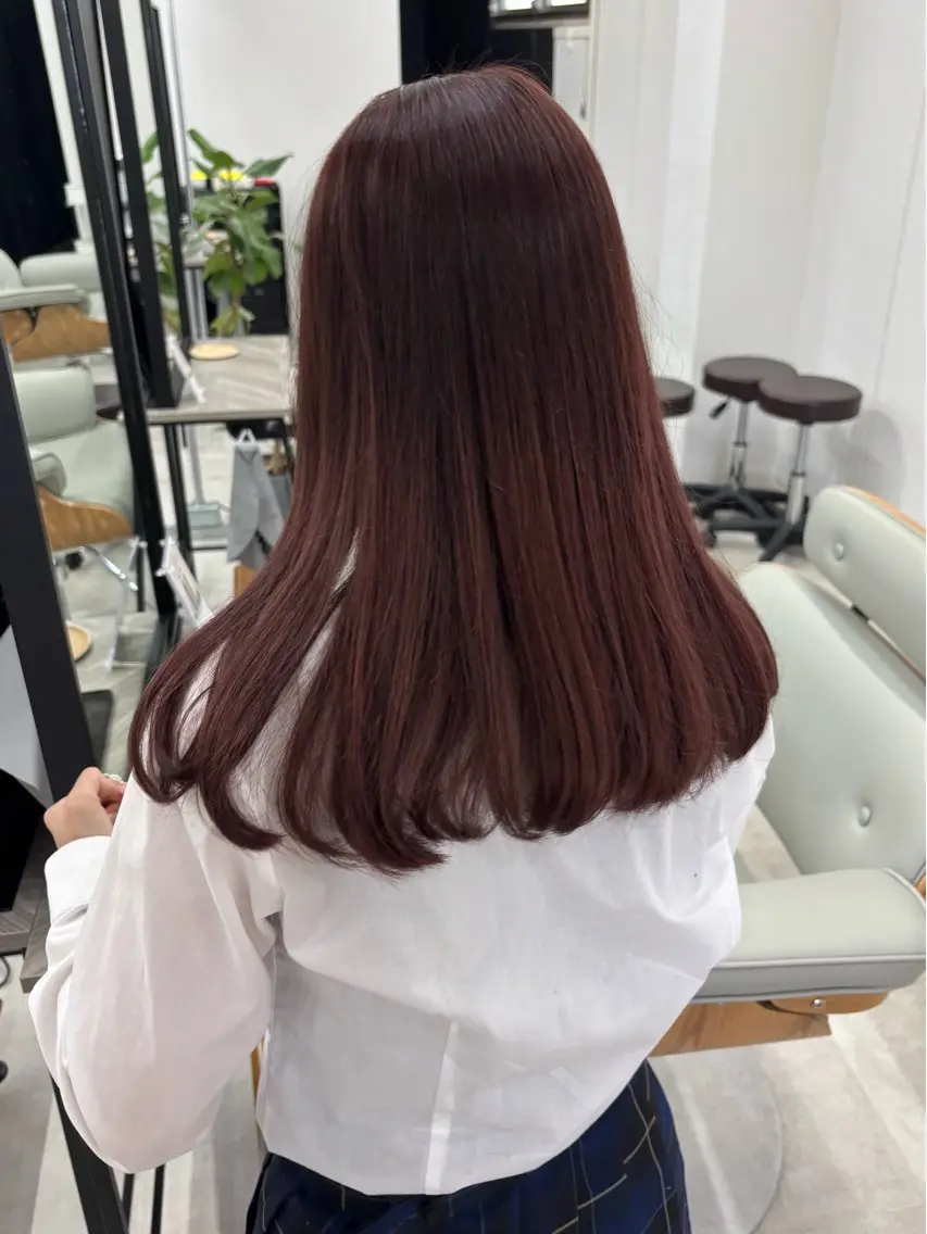 セミロング カラー ブラウンカラー ピンクカラー ピンクブラウン カット ヘアカラー トリートメント 透明感カラー/髪質改 善/烏丸御池/寿々乃のヘアスタイル