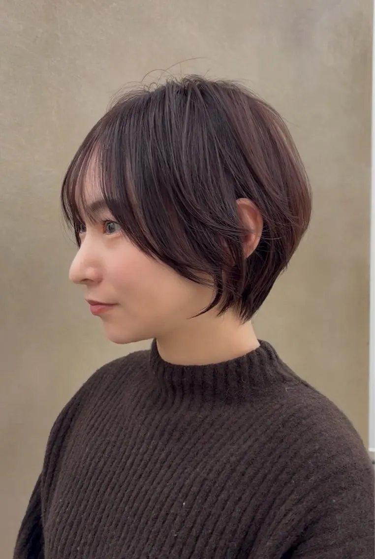ショート カラー ブラウンカラー ナチュラルブラウン くびれヘア 似合わせカット ショートヘア カット ヘアカラー トリートメント 名駅/ショート/ボブ 透明感カラー/優里のヘアスタイル