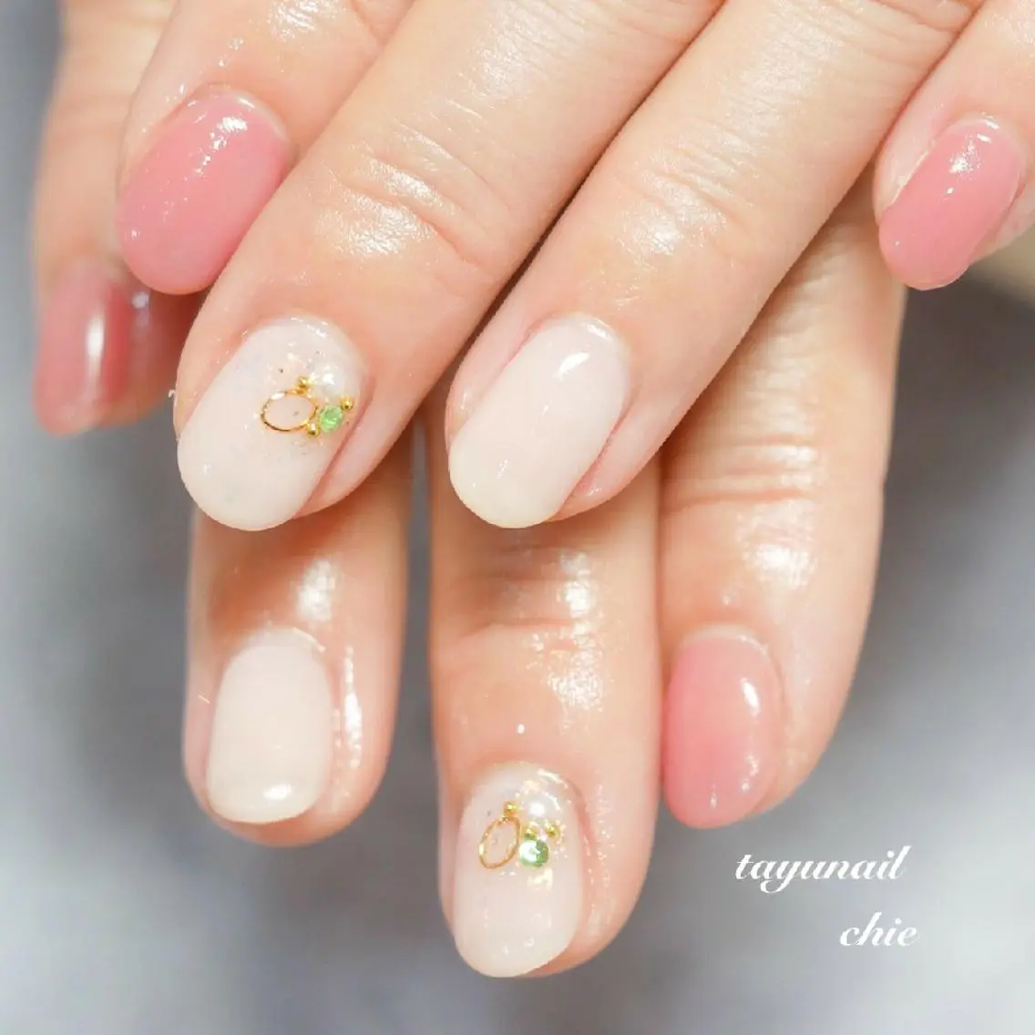 ネイル ブルー ジェルネイル グリーン パラジェル ピンク ネイルサロン 【たゆnail】のネイルデザイン