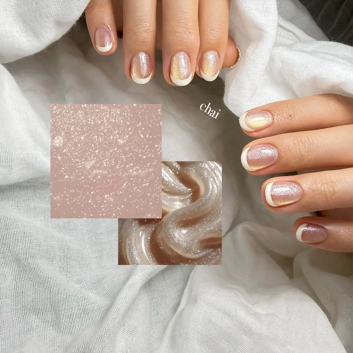 ネイル フレンチネイル マグネットネイル ハンドネイル chai nail + eye📍鶴橋のネイルデザイン