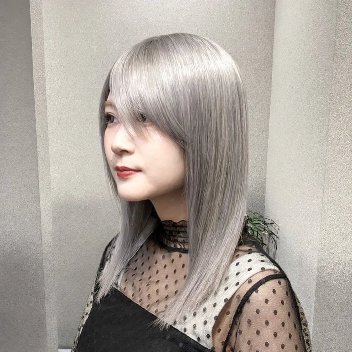 ミディアム カラー ブリーチ ケアブリーチ ハイトーンカラー シルバー ホワイトシルバー ヘアカラー ✨ブリーチ支持No1 複雑履歴修正/舘岡のヘアスタイル