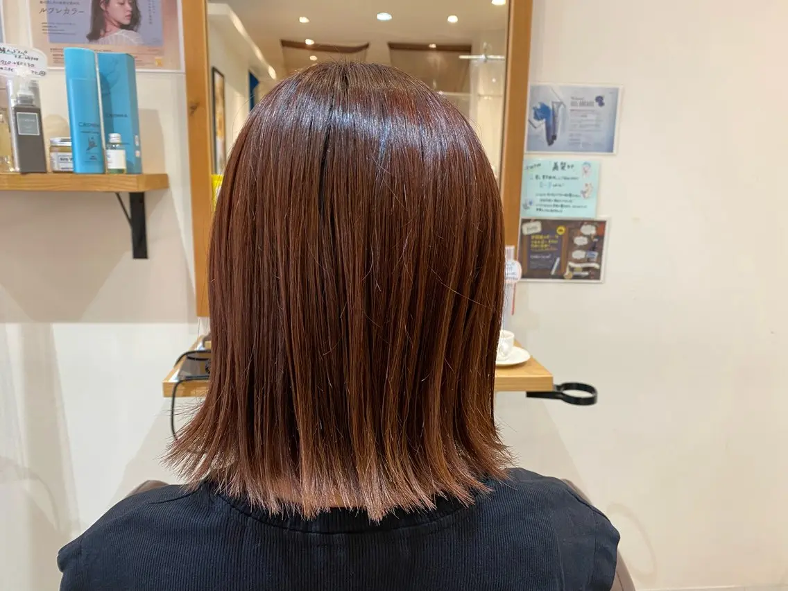 ミディアム カラー 切りっぱなしボブ ボブ 外ハネヘア N.取扱いサロン🌼 Airswarm小林のヘアスタイル
