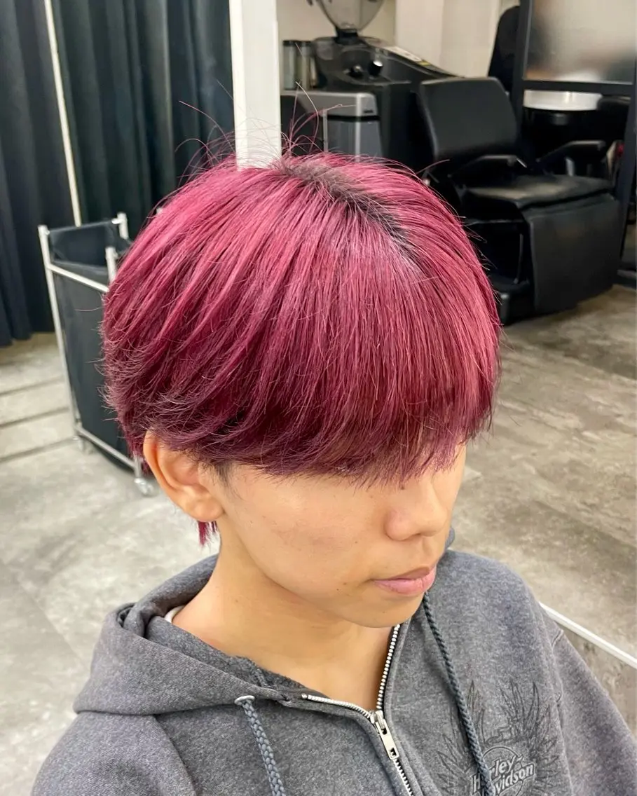ショート カラー メンズ メンズブリーチ ブリーチ レッドカラー カット ヘアカラー トリートメント メンズカラー、パーマ /KANTAのヘアスタイル