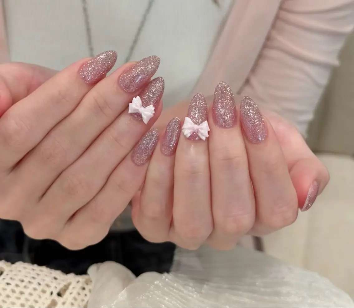 ネイル ガーリー キラキラネイル 韓国ネイル ラメ(グリッター) ロングネイル Yoxie ミキのネイルデザイン