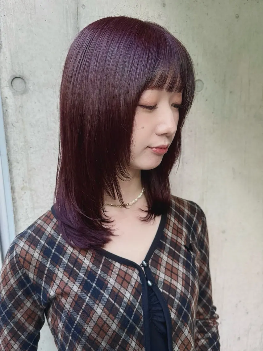ミディアム カラー カット ヘアカラー トリートメント 似合わせレイヤー/ ケアパーマ/高倉のヘアスタイル