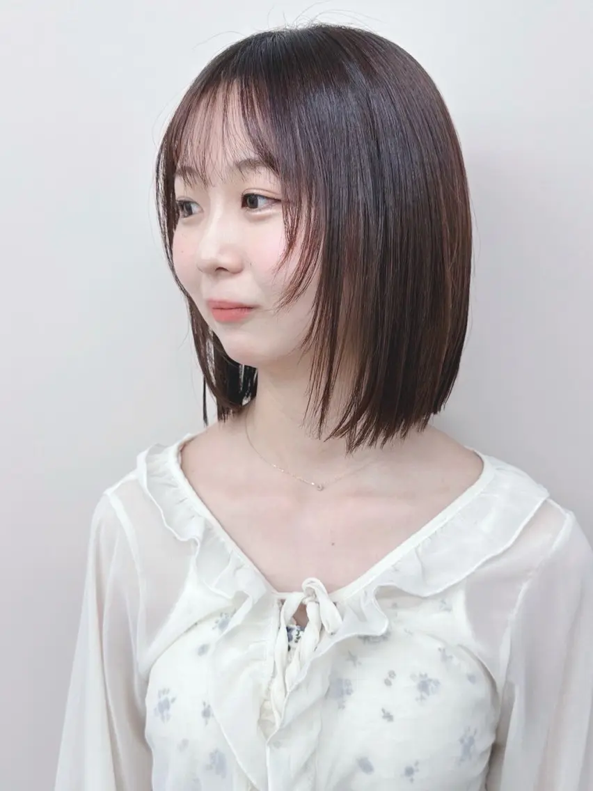 ミディアム カット ボブ/ゆるふわ ボブパーマ/とういのヘアスタイル