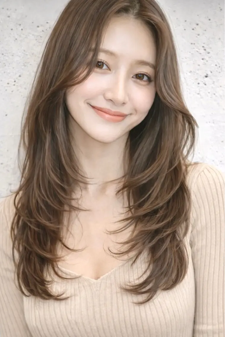 セミロング レイヤーカット 縮毛矯正 トリートメント LAS 代表 ナガカワ コウヘイのヘアスタイル