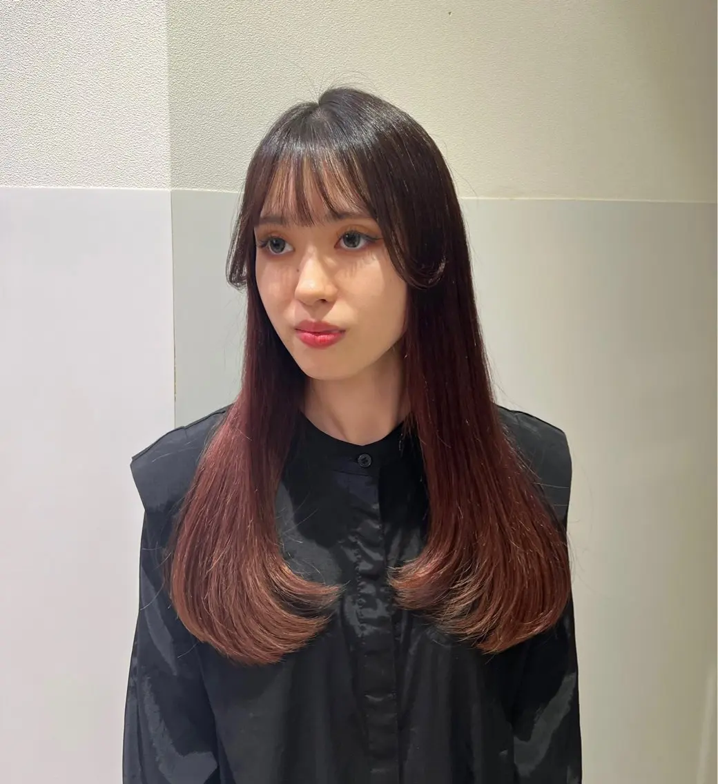 ロング カラー カット ヘアカラー トリートメント 💗渋谷/韓国/レイ ヤー顔周りSayaのヘアスタイル