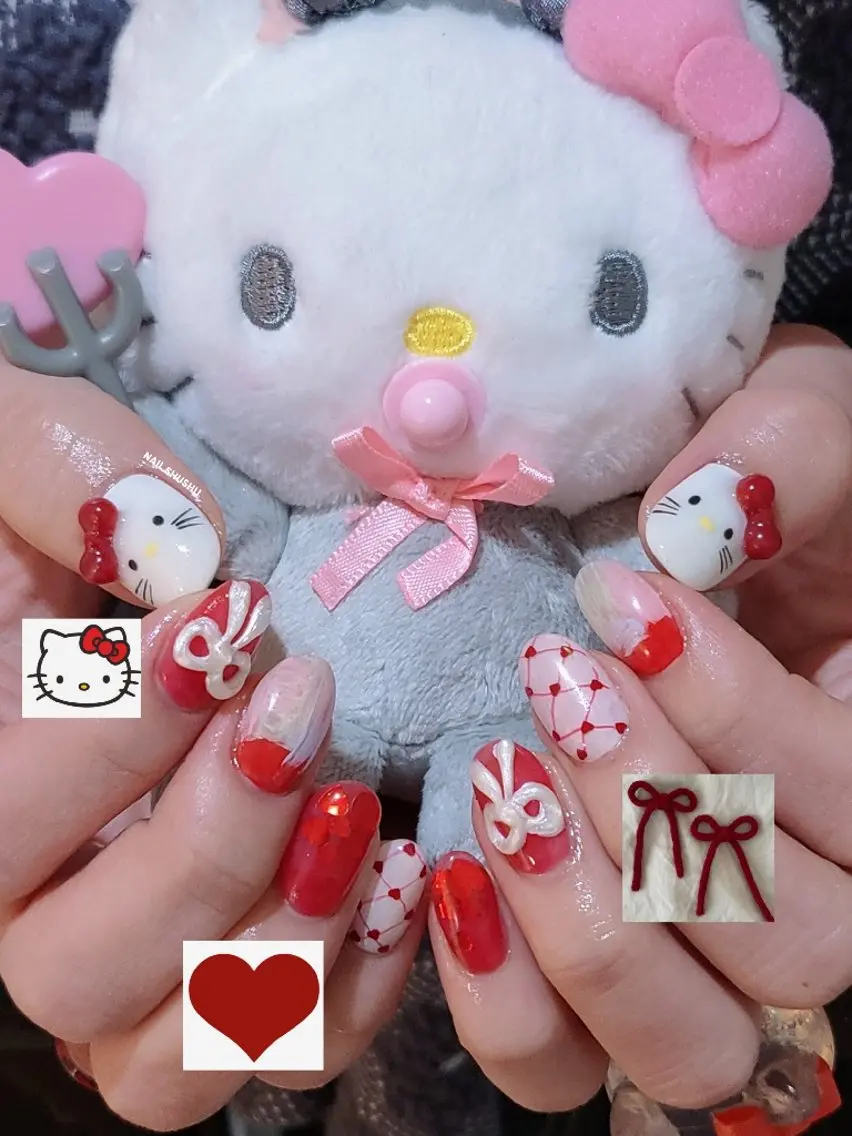 ネイル ハンドネイル 3dパーツ/流行り 👧shushu❤️のネイルデザイン