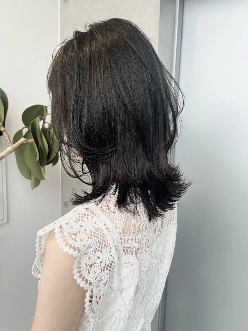 セミロング カラー パーマ ヘアアレンジ 透明感/オリーブ/ グレージュ/YUKAのヘアスタイル