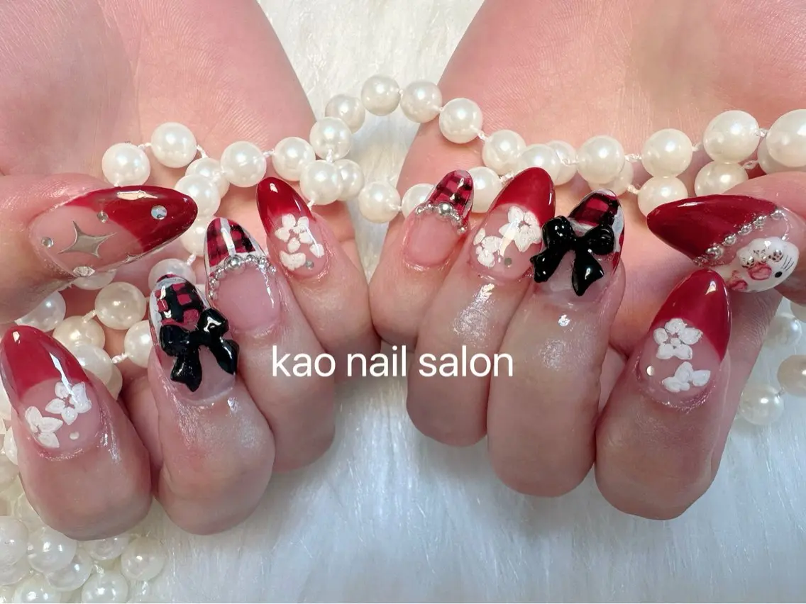 ネイル チークネイル 長さ出し フットネイル フレンチネイル ジェルネイル kao nail マグネット/長さだしのネイルデザイン