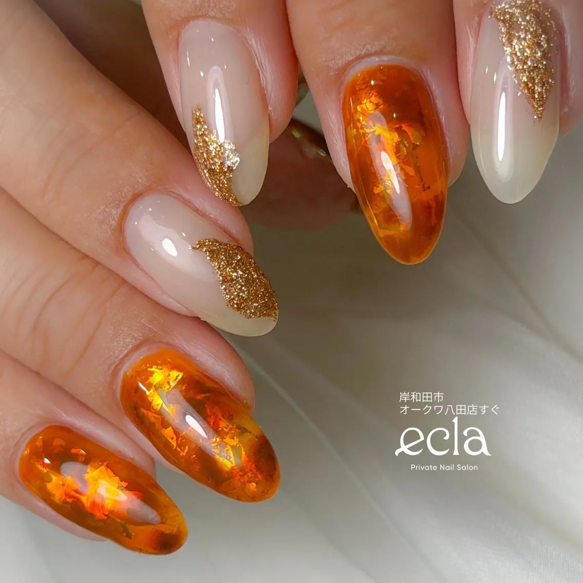 ネイル べっ甲ネイル ゴールド Nail Salon ecla 〜エクラ〜のネイルデザイン