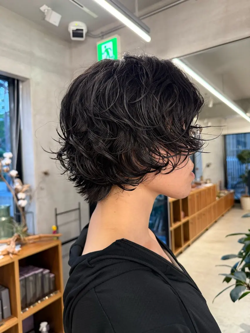 ショート パーマ カット パーマ サカモト ナオミのヘアスタイル