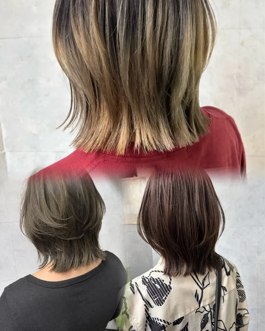 ミディアム カラー カット ヘアカラー ボブ×レイヤーカット 透明感カラー/Fuuのヘアスタイル