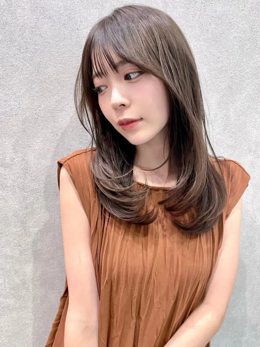 ロング カラー ヘアアレンジ 顔周りカット 韓国風ヘア レイヤーカット 小顔カット カット ヘアカラー ✨レイヤー/ 透明感カラー✨冨永剛のヘアスタイル