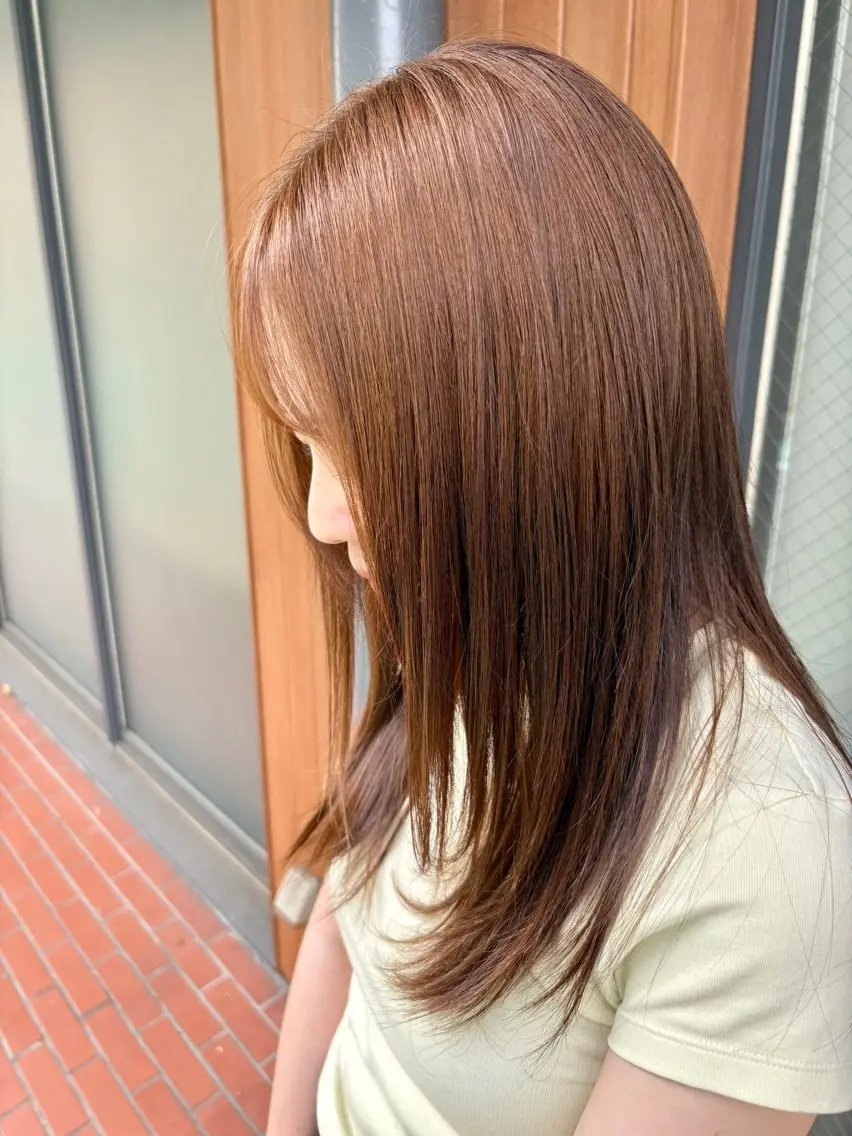 セミロング 髪質改善 ヘアカラー トリートメント 💎艶髪／縮毛特化 世麗💎のヘアスタイル