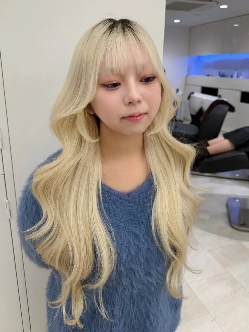 ロング くびれヘア 顔周りカット ハイレイヤー 髪質改善 韓国風ヘア リコ ハッシュカット 韓国レイヤーのヘアスタイル