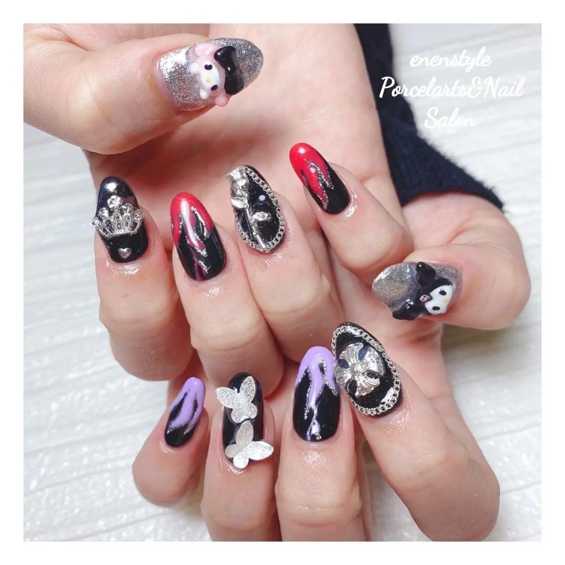 ミディアム ネイル ハンドネイル 🐾enen style 🐾のネイルデザイン