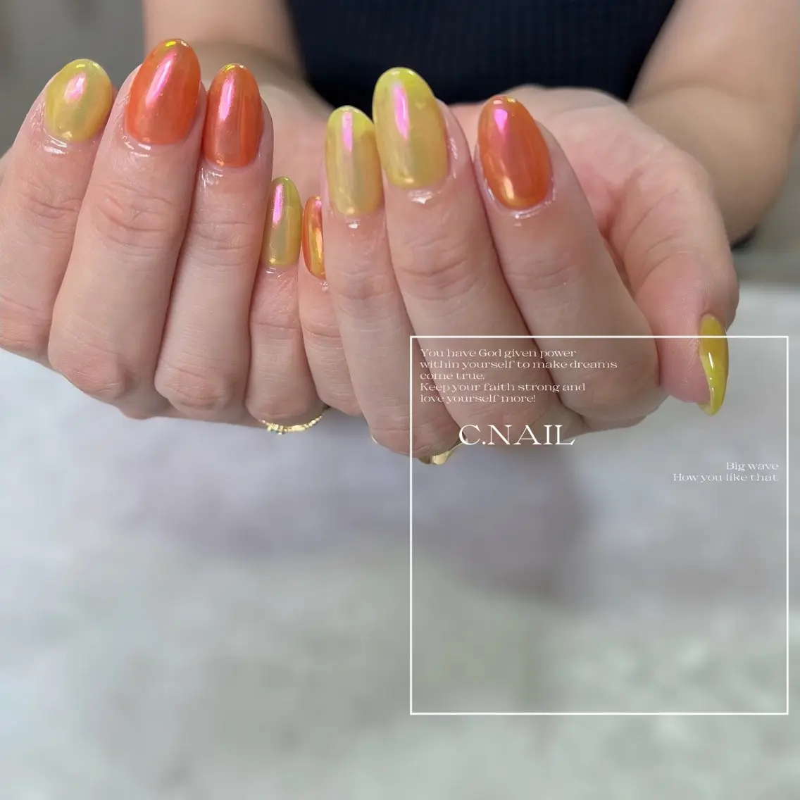 ネイル フットネイル グラデーション グリーン ハート マグネットネイル C.Nail &Eyeのネイルデザイン
