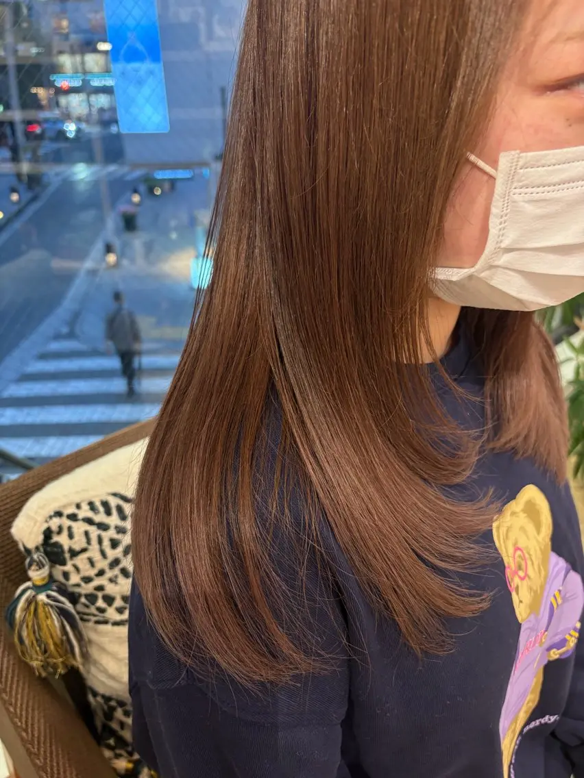 ロング カラー レイヤーカット カット ヘアカラー トリートメント あべちゃん/元町/ カラー/縮毛矯正のヘアスタイル