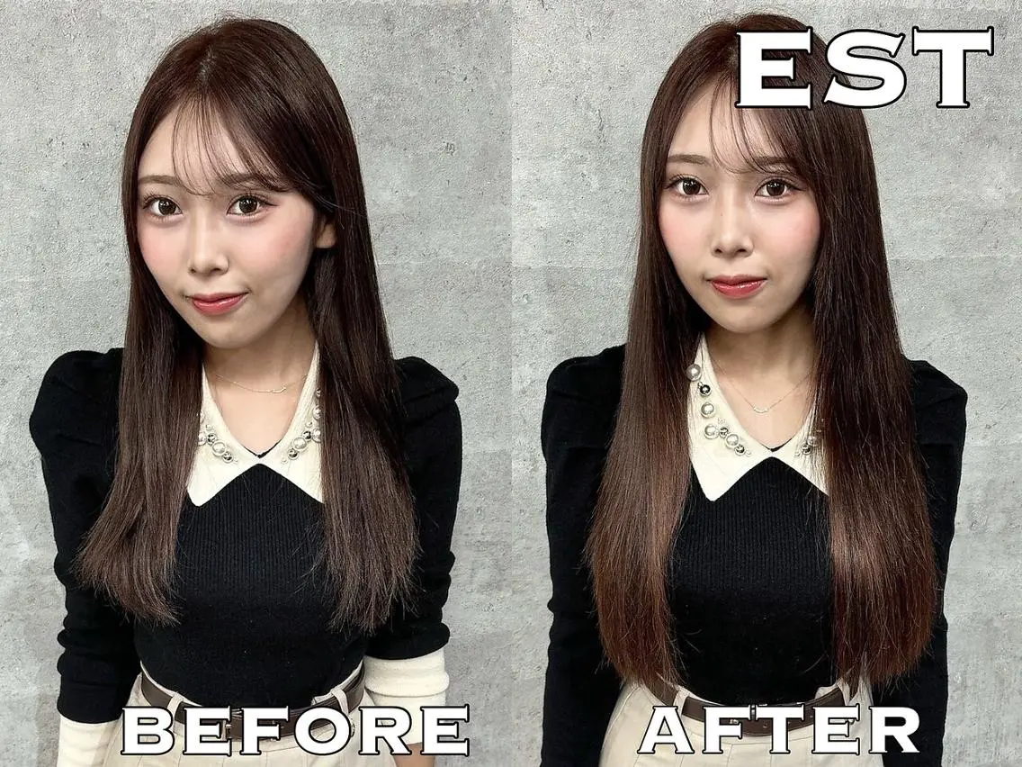 ロング カラー ヘアアレンジ シールエクステ バレイヤージュ ベージュカラー 黒髪 ブリーチ 外れにくいエク💚 EST梅田TAKIのヘアスタイル