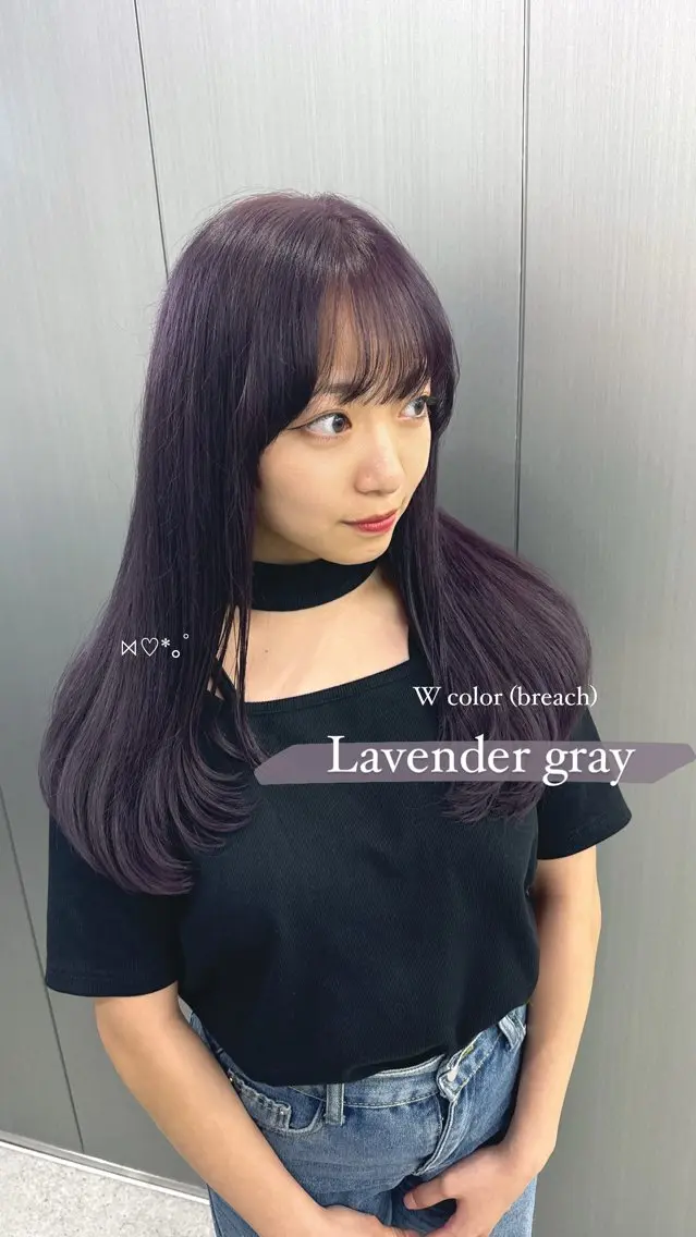ロング カラー 暗髪🩶ラベンダー/ ブルー/ユウナ🤍のヘアスタイル