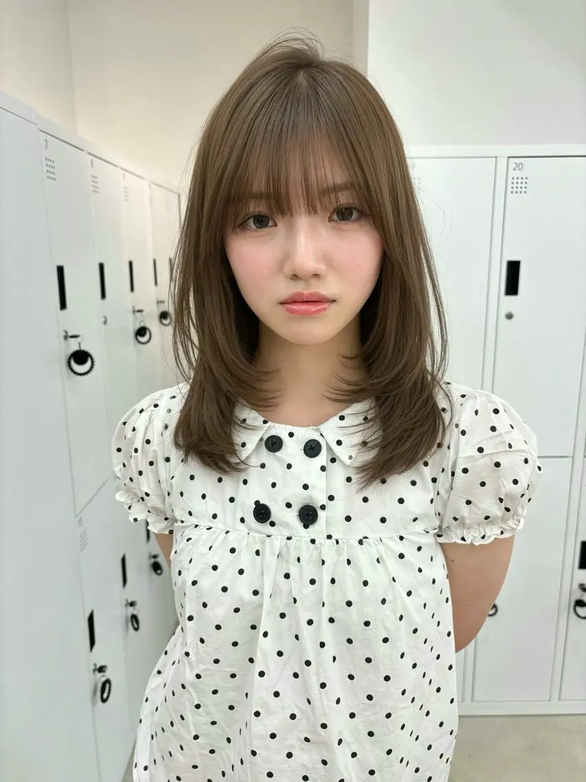 ミディアム カラー カット ヘアカラー トリートメント 韓国風レイヤーカット 松葉翔のヘアスタイル