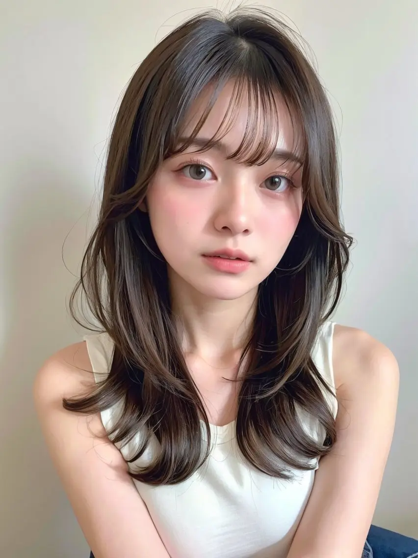 ロング カット ヘアカラー トリートメント ⭐️韓国髪質改善× レイヤー⭐️亀山努のヘアスタイル