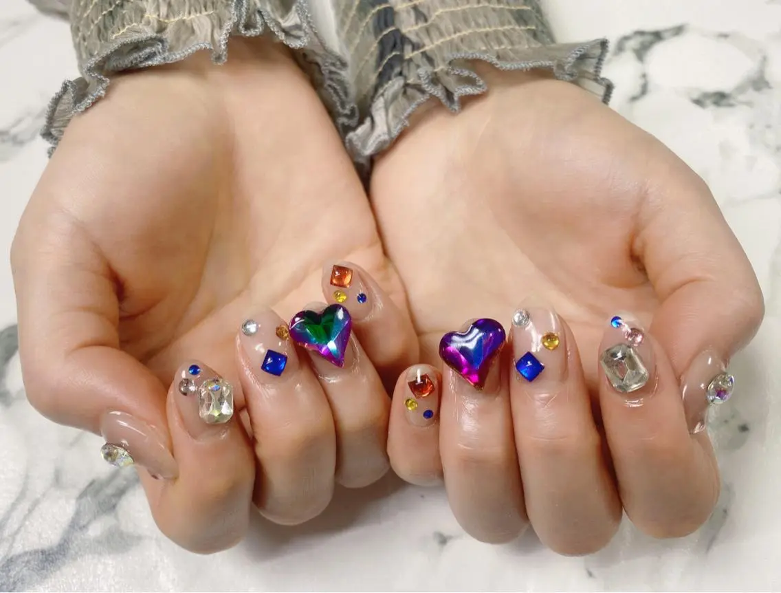 ロング カラー ネイル Q Free nailsのネイルデザイン