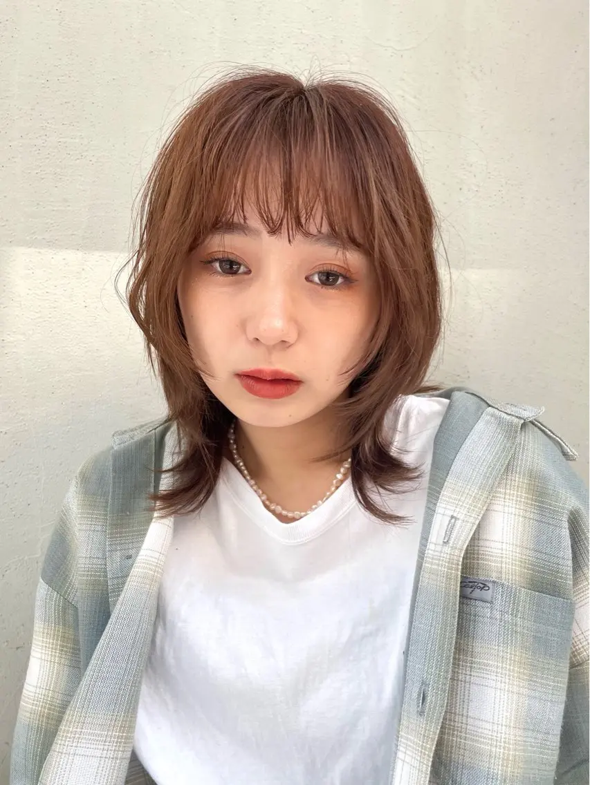 ミディアム カラー 縮毛&髪質改善 TAIGAのヘアスタイル