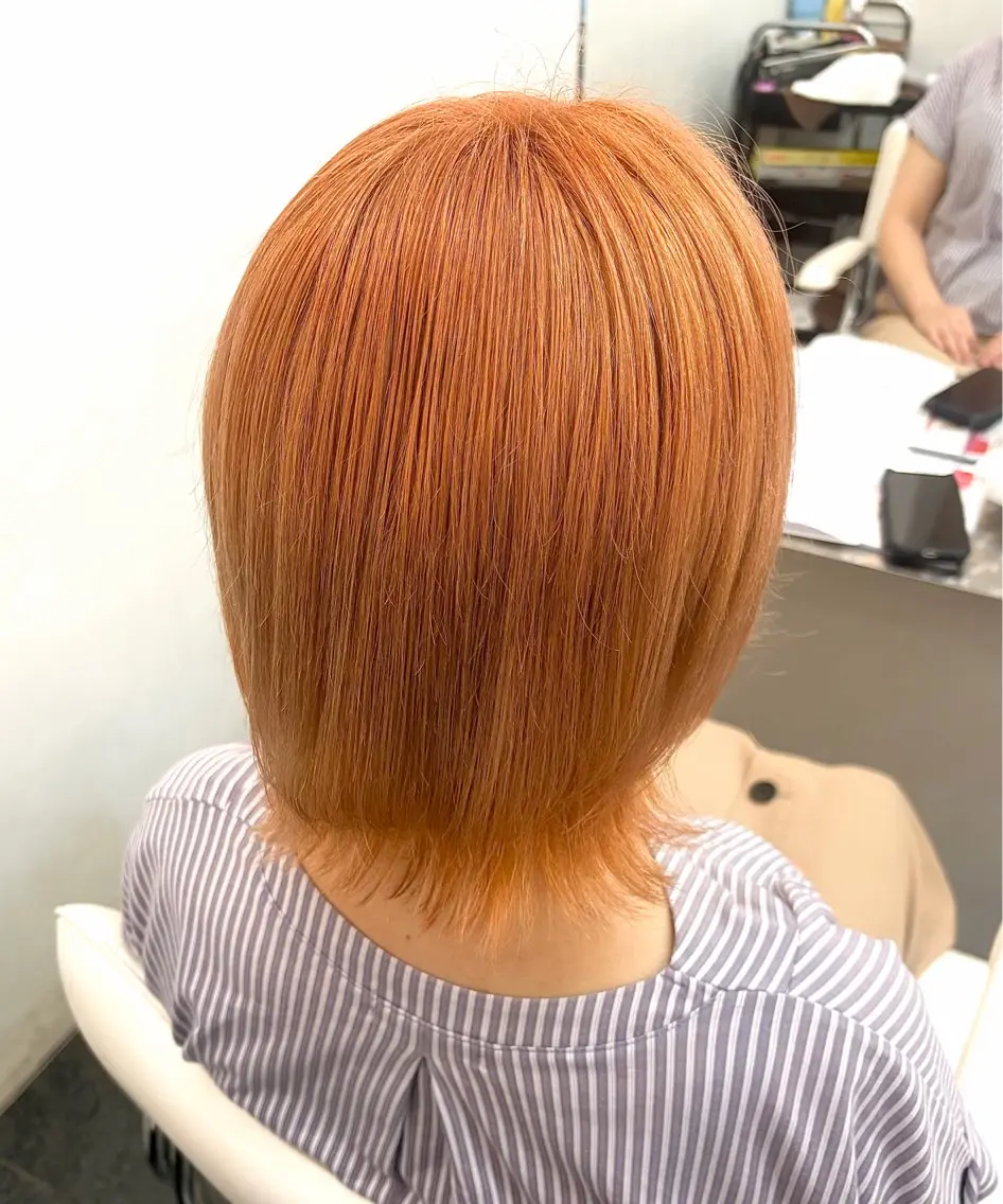 カラー オレンジ ヘアカラー ガーリー×韓国🎀 ⟡.·天野結良⟡.·のマツエク・マツパデザイン
